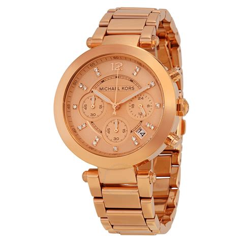 michael kors rose gold watch 2014 brown box|Michael Kors parker chronograph watch.